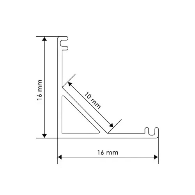 Профиль алюминиевый ЛПУ-16B 16*16 угловой анодированный черный (палка 2м) (Р-13) BIOM (без рассеивателя)