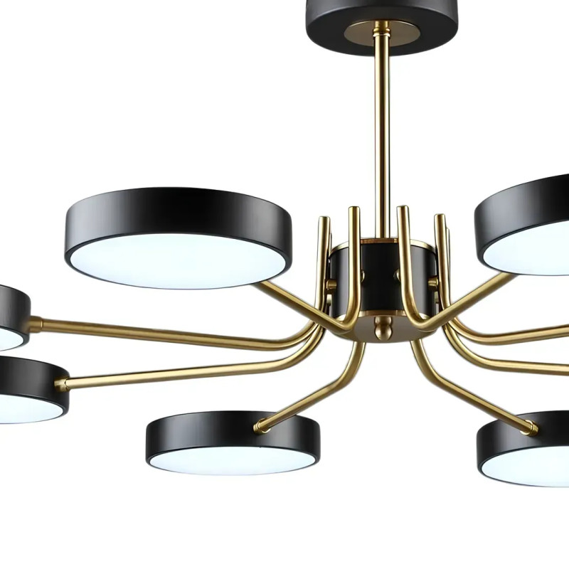 Стельова світлодіодна люстра Sirius 96W у стилі лофт 3000-6500К чорна/мідь IP20 B N6371/8 BK+COP