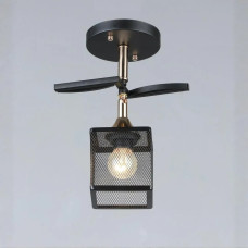 Потолочный светильник Valeso с плафоном в сетку под лампу Е27 черный/золото IP20 B N5708/1 BK+FGD