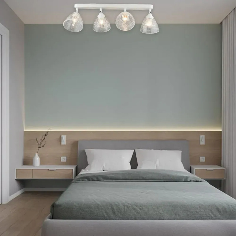 Потолочный светильник-спот Valeso на четыре стеклянных плафона под лампу Е27 белый IP20 B K2289/4 WT 60W