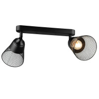 Потолочный светильник-спот Valeso на два плафона в сетку под лампу Е27 черный IP20 B K2290/2 BK