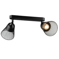 Потолочный светильник-спот Valeso на два плафона в сетку под лампу Е27 черный IP20 B K2290/2 BK