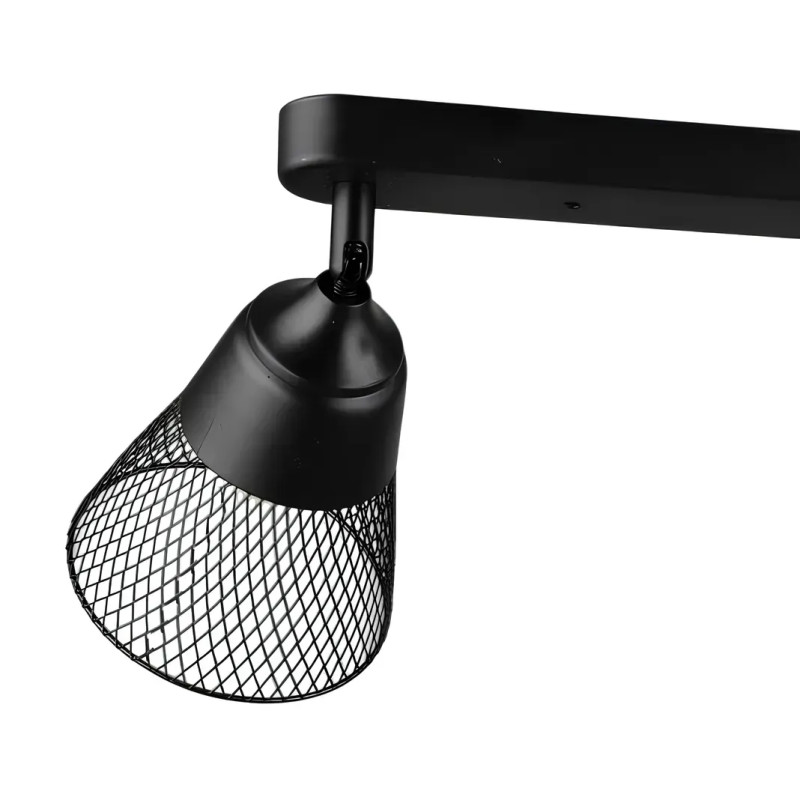 Стельовий світильник-спот Valeso на два плафони в сітку під лампу Е27 чорний IP20 B K2290/2 BK