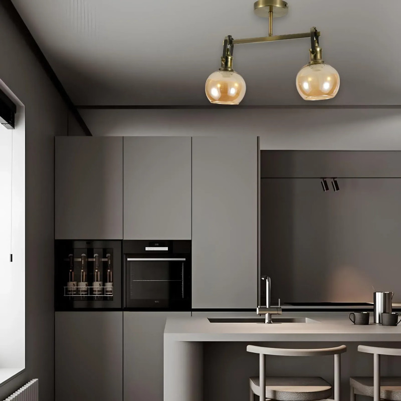 Стельовий світильник-спот Valeso на два скляні плафони під лампу Е27 бронза IP20 MX406-2 AB