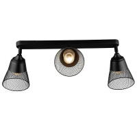 Стельовий світильник-спот Valeso на три металеві плафони під лампу Е27 чорний IP20 B K2290/3 BK