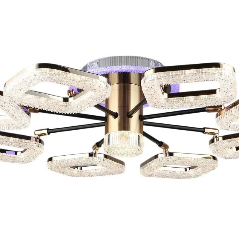 Стельова світлодіодна люстра Sirius 80W з підсвічуванням корпусу 3000-6500К золота IP20 B YH1003/8