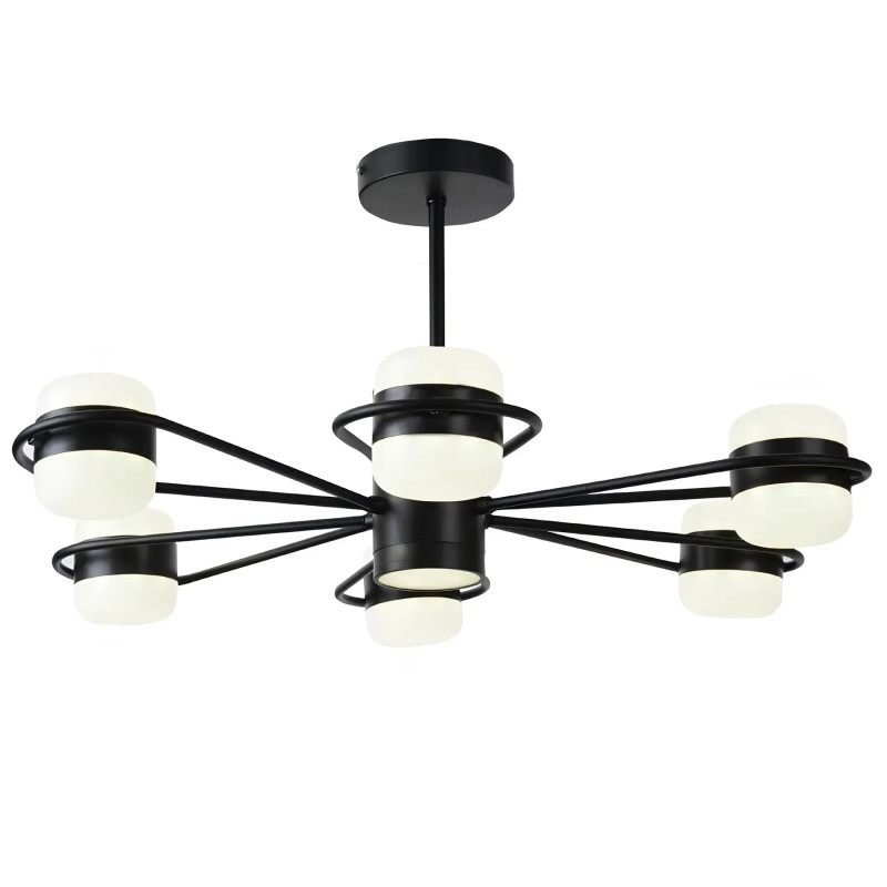 Потолковая светодиодная люстра Sirius 84W с акриловыми плафонами 3000-6500К черная IP20 B N4557/6 BK