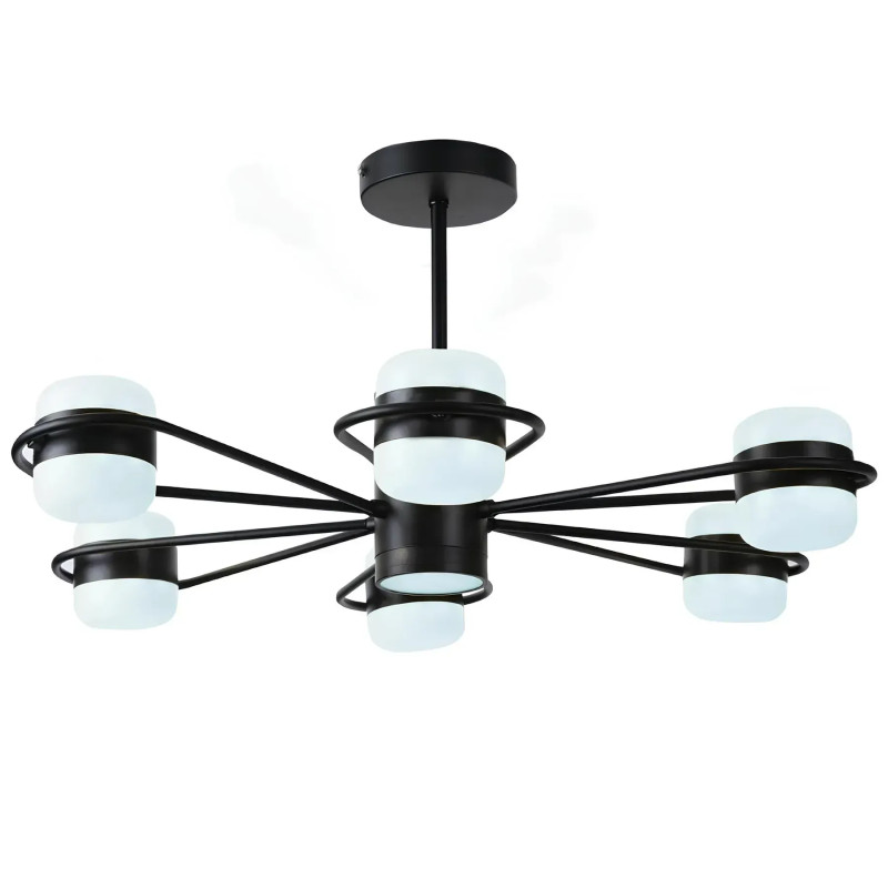 Потолковая светодиодная люстра Sirius 84W с акриловыми плафонами 3000-6500К черная IP20 B N4557/6 BK