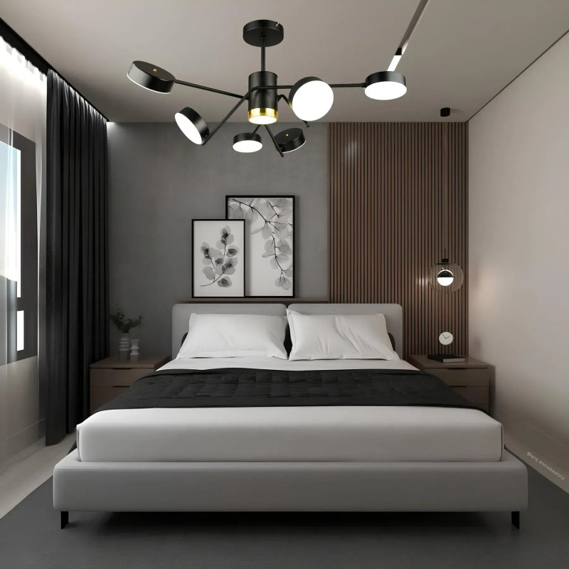 Стельова світлодіодна люстра Sirius 84W з круглими плафонами 3000/6500К чорна IP20 B N4182/6 84W BK