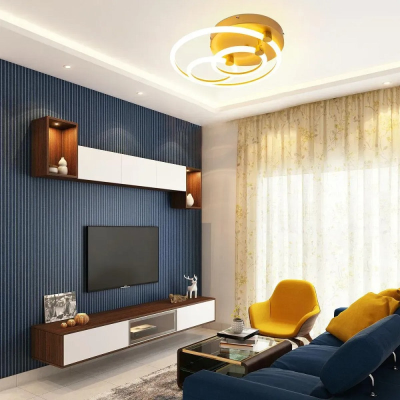 Стельова світлодіодна люстра Sirius 86W з кільцевими плафонами 3000-6500К золота IP20 N 3804