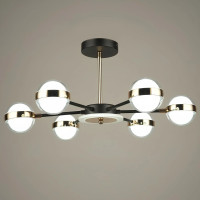 Потолочная светодиодная люстра Sirius 91W с плафонами-шарами 3000-6500К черно-золотая IP20 B N4543/6 BK