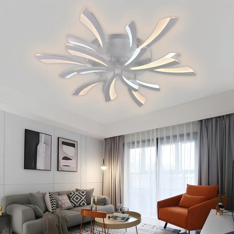 Потолочная светодиодная люстра Sirius 92W с пультом управления 3000-6500К белая IP20 6042-9 WT 92W