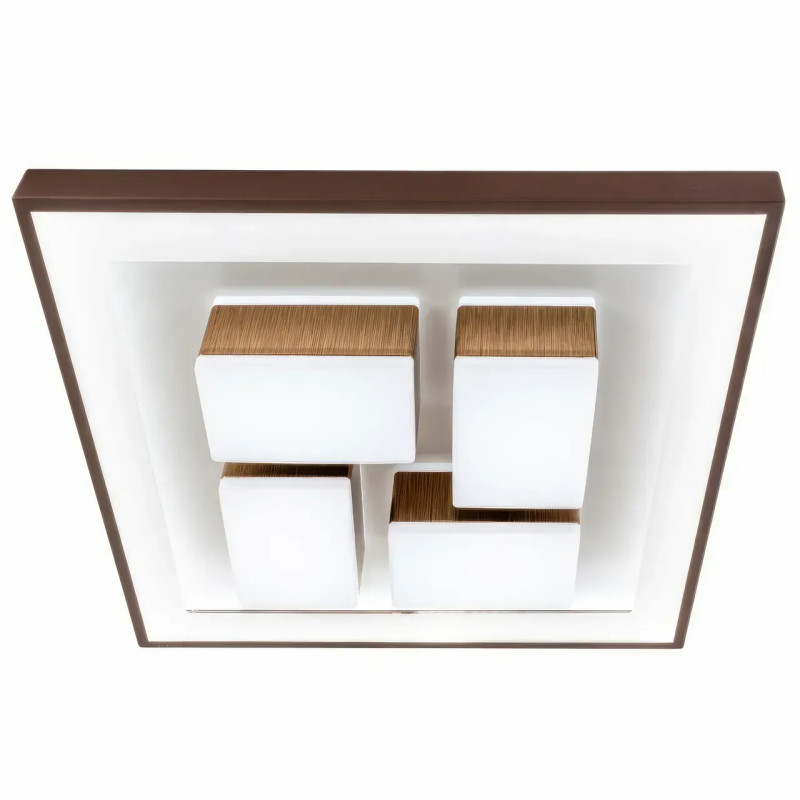 Потолочная светодиодная люстра Sirius 94W с прямоугольными плафонами 3000-6500К бело-коричневая IP20 1965