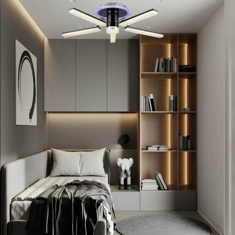 Потолочная светодиодная люстра Sirius 66W с подсветкой 3000-6500К черная/золотая IP20 B YH0810/5