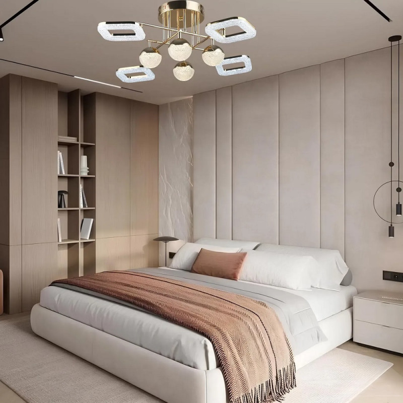 Потолковая светодиодная люстра Sirius 68W акриловая 3000-6500К золотая IP20 B YH1182/4+4 FGD