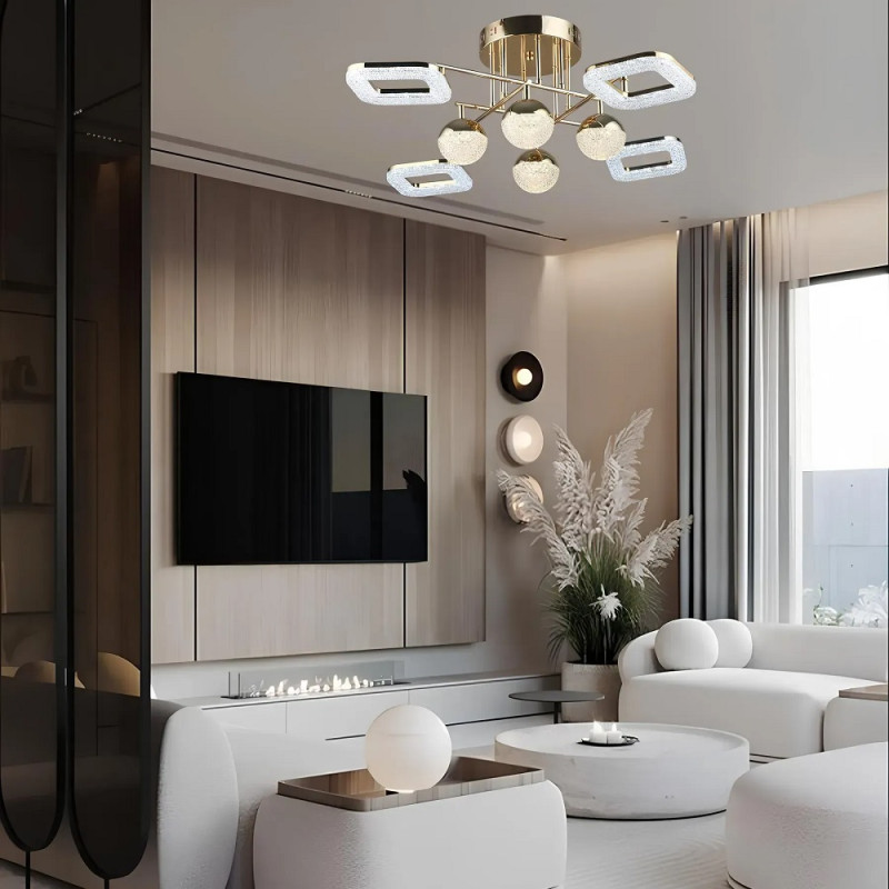 Потолковая светодиодная люстра Sirius 68W акриловая 3000-6500К золотая IP20 B YH1182/4+4 FGD