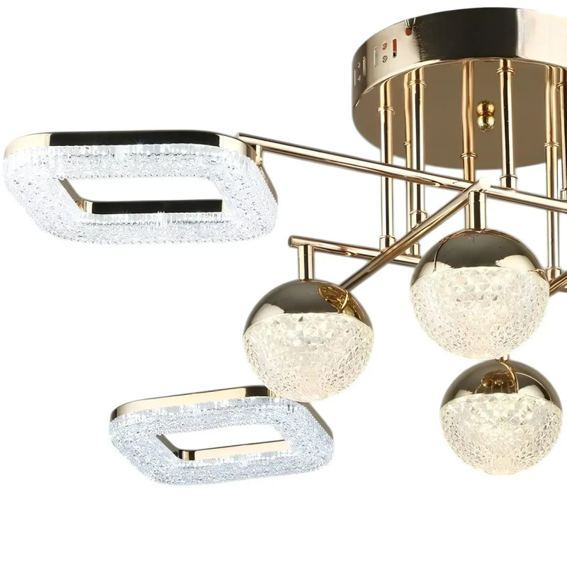 Потолковая светодиодная люстра Sirius 68W акриловая 3000-6500К золотая IP20 B YH1182/4+4 FGD