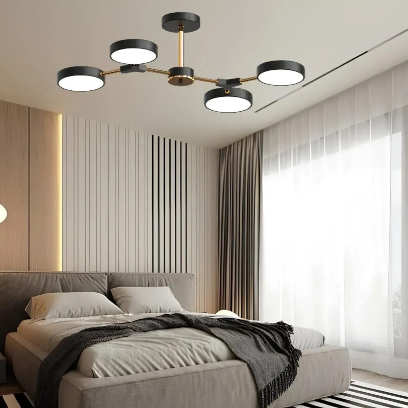 Стельова світлодіодна люстра Sirius 72W без пульта керування 3000-6500К чорна IP20 B X13246/4 BK+FGD