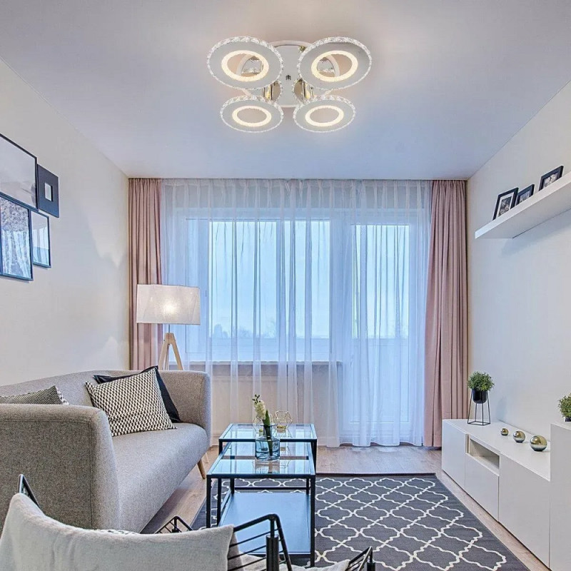 Стельова світлодіодна люстра Sirius 72W на чотири круглі плафони 3000-6500К біла IP20 B S2322/4