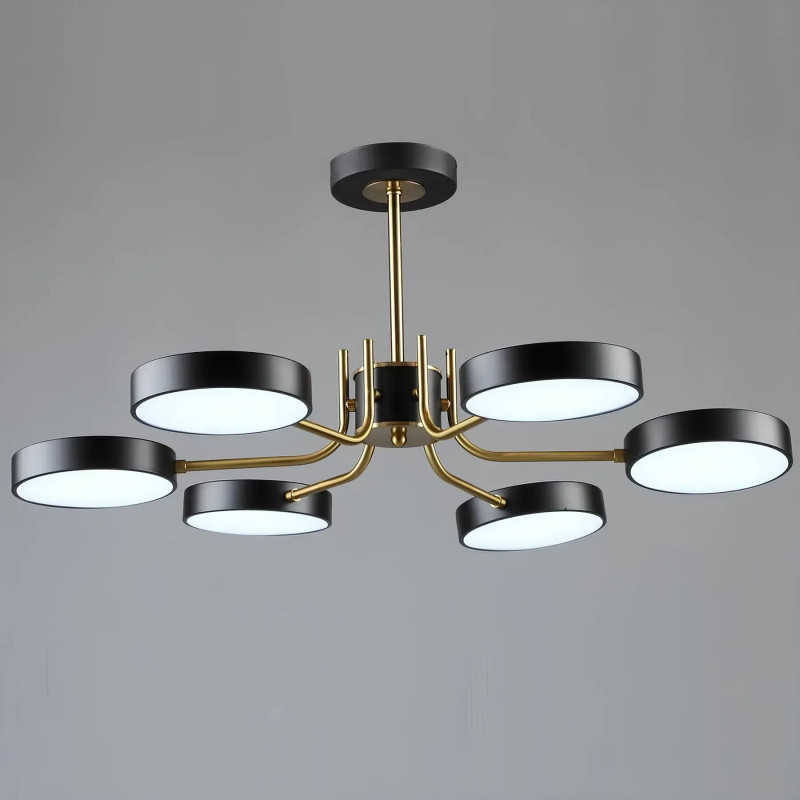 Стельова світлодіодна люстра Sirius 72W з круглими плафонами 3000-6500К чорна/мідь IP20 B N6371/6