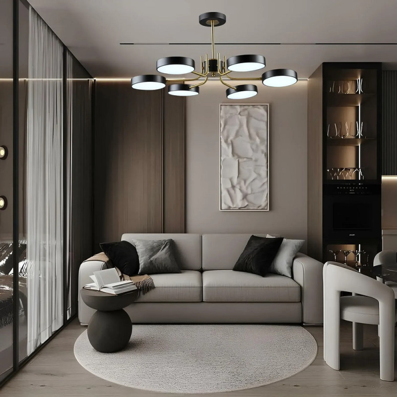 Стельова світлодіодна люстра Sirius 72W з круглими плафонами 3000-6500К чорна/мідь IP20 B N6371/6