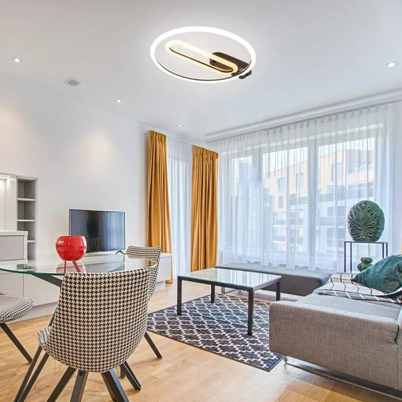 Стельова світлодіодна люстра Sirius 72W з пультом керування 3000-6500К чорна IP20 N 3801-B