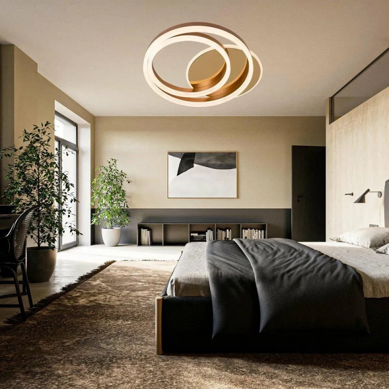 Потолочная светодиодная люстра Sirius 76W с круглыми плафонами 2700-6400К золотая IP20 RR-85122S