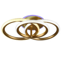 Стельова світлодіодна люстра Sirius 78W з плафонами-кільцями 3000/6500К золота IP20 B S2133/3