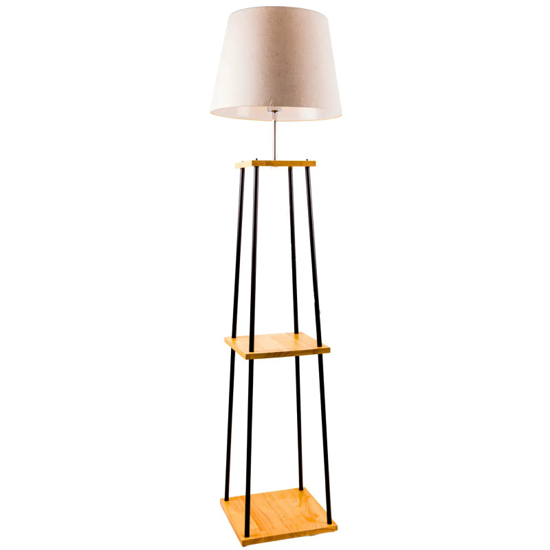 Торшер з дерев'яними полицями Sirius з абажуром з тканини під лампу Е27 білий IP20 FL 9107-ORW