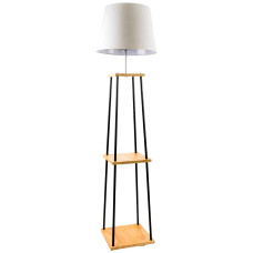 Торшер с деревянными полками Sirius с абажуром из ткани под лампу Е27 белый IP20 FL 9107-ORW