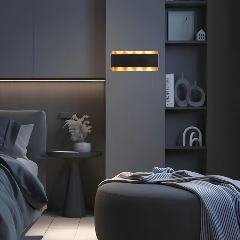 Бра світлодіодне 8W Sirius настінне з металевим корпусом 6500К чорне/золоте IP20 W047 BK+FGD