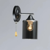 Настінне бра Valeso із затемненим плафоном під лампу Е27 чорне/хром IP20 B K2301/1W