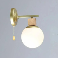 Настінне бра Valeso з дерев'яним декором під лампу Е27 золоте IP20 B NQ6625/1W