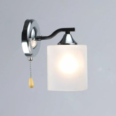 Настінне бра Valeso зі скляним плафоном під лампу Е27 чорне/хром IP20 B A4456/1W BK+CH