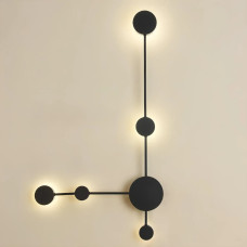 Настенное светодиодное бра Sirius 10W на пять плафонов с металлическим каркасом 3000К черное IP20 8936-5