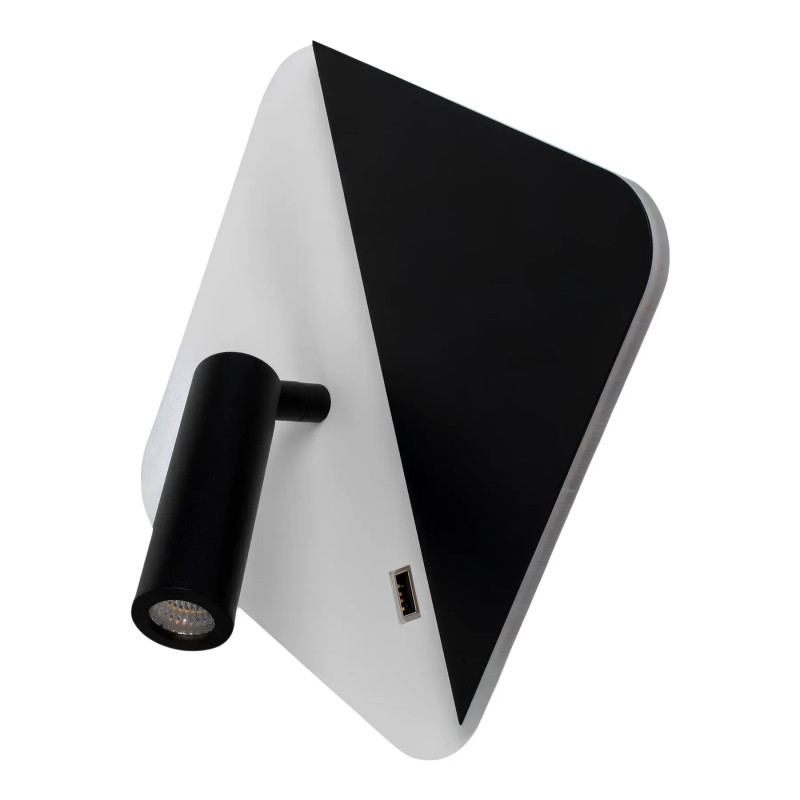 Світлодіодне настінне бра Sirius 10W з роз'ємом USB чорно-білий IP20 8926 S-USB 7W+3W black+white