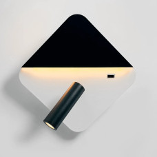 Світлодіодне настінне бра Sirius 10W з роз'ємом USB чорно-білий IP20 8926 S-USB 7W+3W black+white