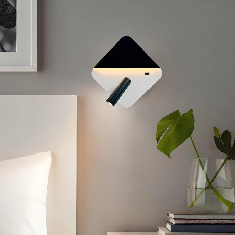 Світлодіодне настінне бра Sirius 10W з роз'ємом USB чорно-білий IP20 8926 S-USB 7W+3W black+white