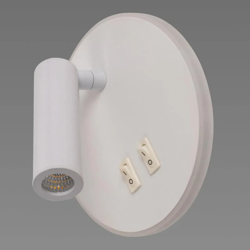 Светодиодное настенное бра Sirius 11.5W с поворотным плафоном на круглой основе 3000К белое IP20 8906R