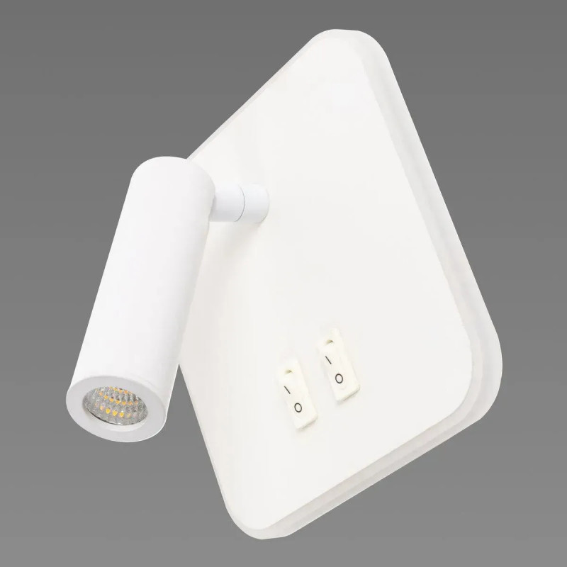 Светодиодное настенное бра Sirius 12.5W на квадратной основе с выключателями 3000K белое IP20 8906S white