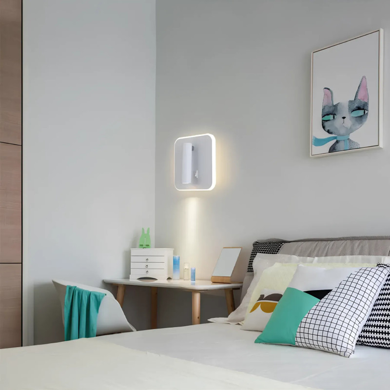 Светодиодное настенное бра Sirius 12.5W на квадратной основе с выключателями 3000K белое IP20 8906S white