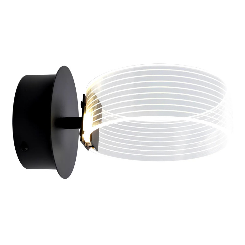 Світлодіодне настінне бра Sirius 12W з круглим плафоном 3000-6000K чорне IP20 N 3705-1 BLACK 12W