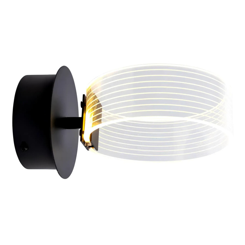 Світлодіодне настінне бра Sirius 12W з круглим плафоном 3000-6000K чорне IP20 N 3705-1 BLACK 12W