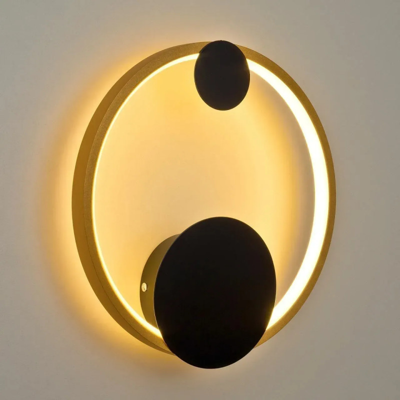 Светодиодное настенное бра Sirius 14W круглой формы 3000K черно-золотое IP20 8912 LH 14W D250*H60 gold