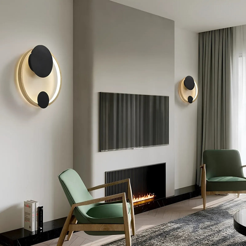 Светодиодное настенное бра Sirius 14W круглой формы 3000K черно-золотое IP20 8912 LH 14W D250*H60 gold