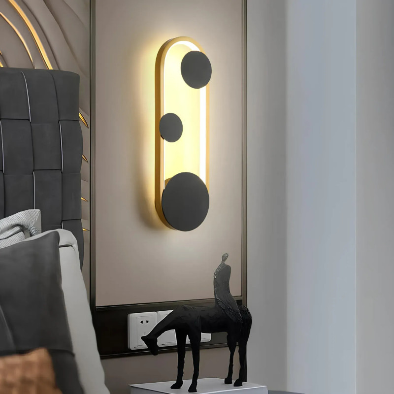 Світлодіодне настінне бра Sirius 14W овальної форми 3000K чорне IP20 8913RW 14W 400*135*60 3000K