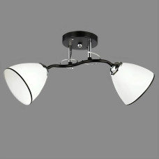 Потолочная люстра Interees на два стеклянных плафона под лампу Е27 черная/хром IP20 V 6224-2 BK+CR 60W