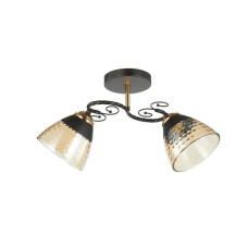 Потолочная люстра Interees на два стеклянных плафона под лампу Е27 черная/золотая IP20 V 6217-2 BK+FG 60W