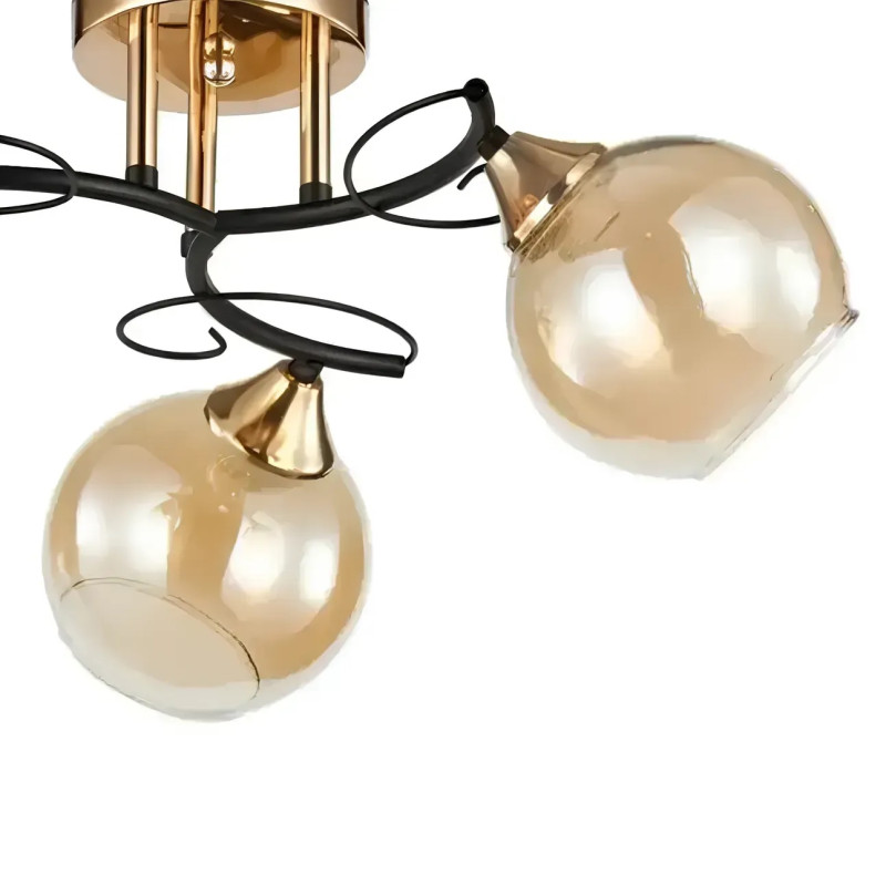 Люстра стельова Interees з круглим кріпленням під три лампи Е27 чорна/золота IP20 V 6073A/3 FG+BK 60W