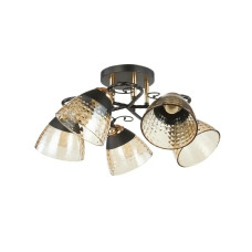 Потолочная люстра Interees с металлическим каркасом под пять ламп Е27 черная/золотая IP20 V 6217-5 BK+FG 60W